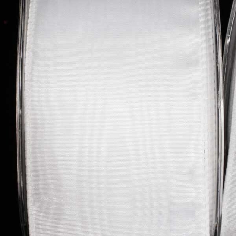 The Ribbon People White Solid Moire Wired Craft Ribbon 2.5″ x 40 Yards