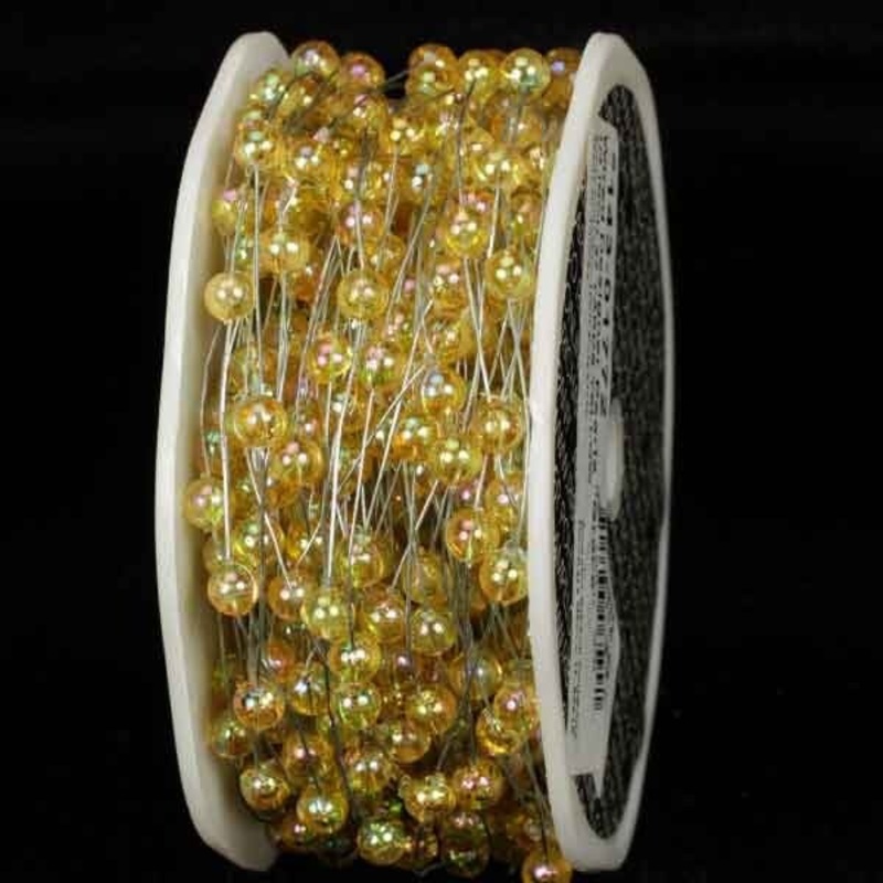 The Ribbon People Yellow Pearls Wired Craft Ribbon Garland 0.25″ x 54 Yards