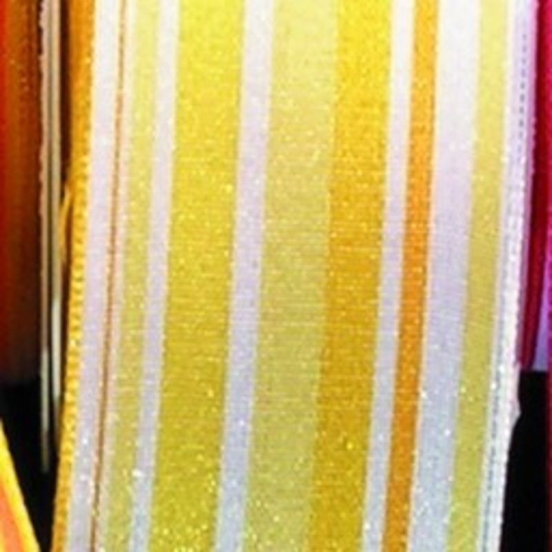 The Ribbon People Yellow Striped Taft Wire Craft Ribbon 1.5″ x 27 Yards