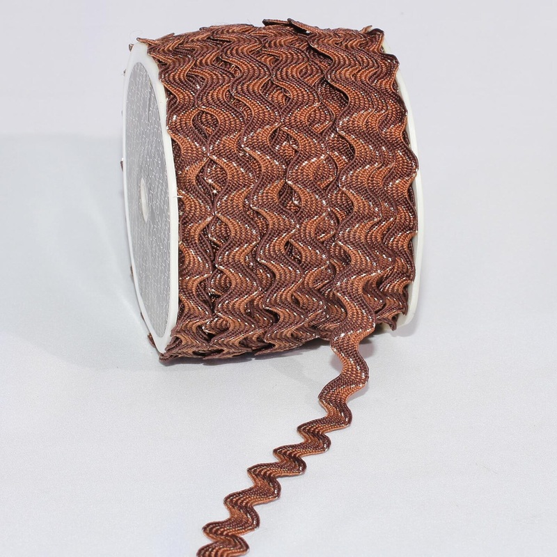 The Ribbon People Brown and Gold Woven Edge Rick Rack Craft Ribbon 0.5″ x 55 Yards
