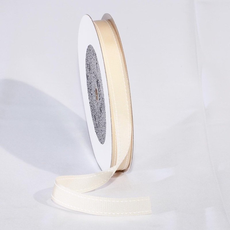 The Ribbon People Cream White Woven Edge Stitched Craft Ribbon 0.625″ x 120 Yards