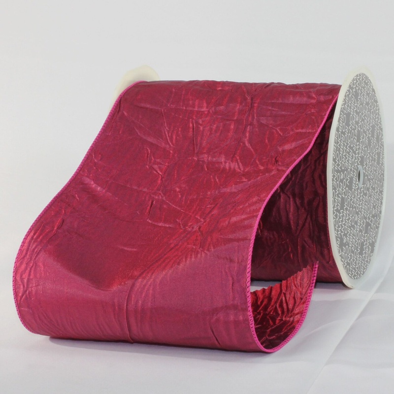 The Ribbon People Crinkled Solid Pink Wired Craft Ribbon 6″ x 27 Yards