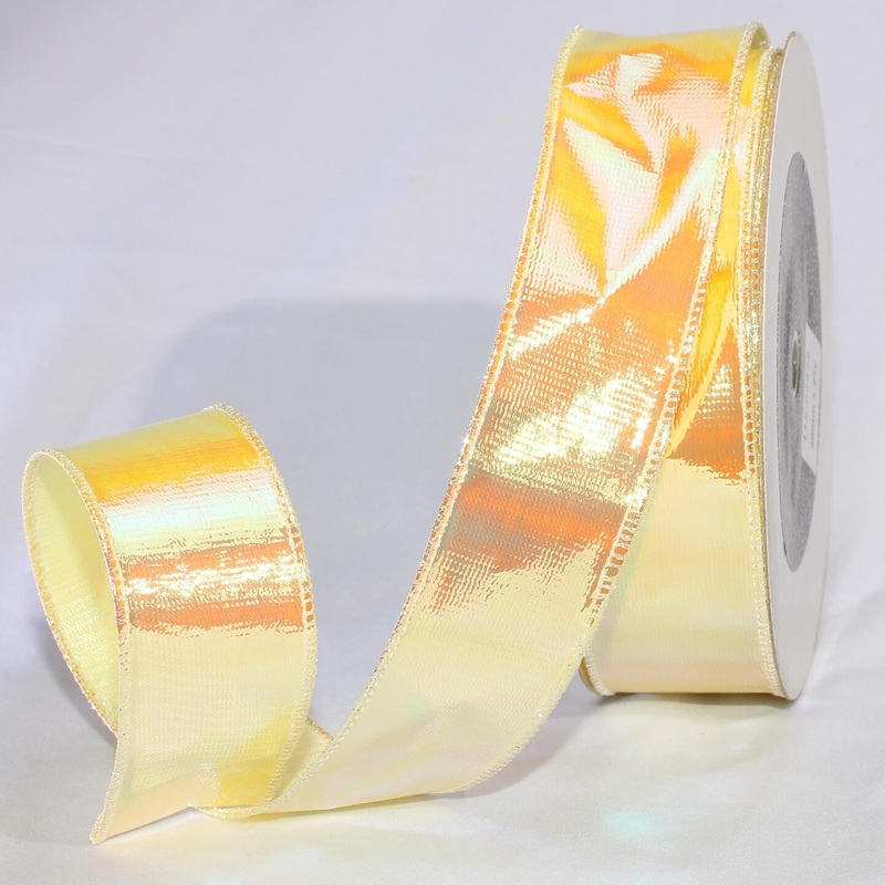 The Ribbon People Yellow Contemporary Iridescent Wired Craft Ribbon 1.5″ x 54 Yards
