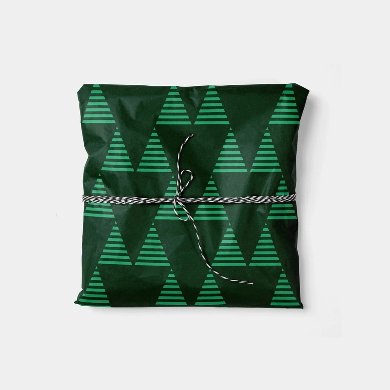 Triangle Tree and Stripe Holiday Gift Wrap