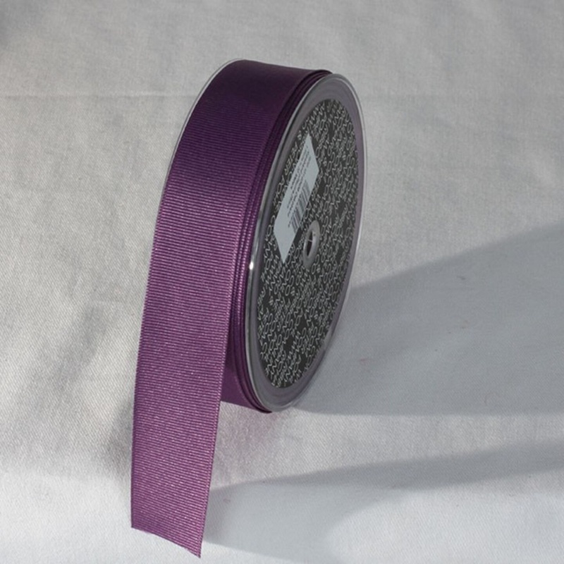 The Ribbon People Berry Purple Striped Pattern Woven Edge Ribbon 1″ x 22 Yards