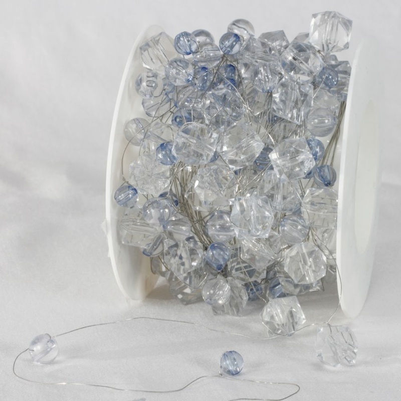 The Ribbon People Blue and Clear Garland Ribbon 0.5″ x 22 Yards