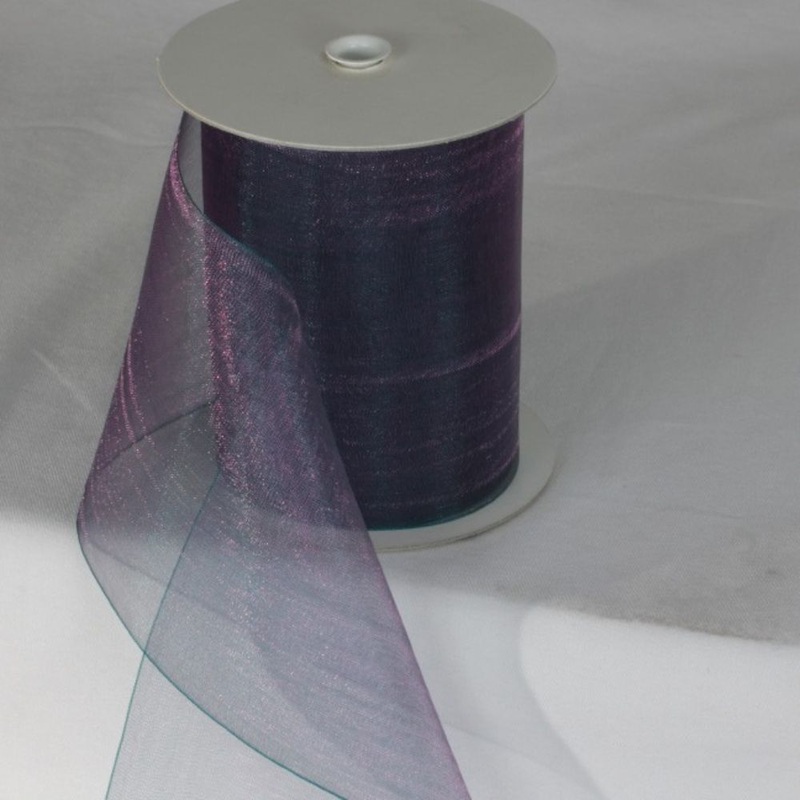 The Ribbon People Blue and Purple Shimmering Crystal Organdy Wired Craft Ribbon 4″ x 27 Yards