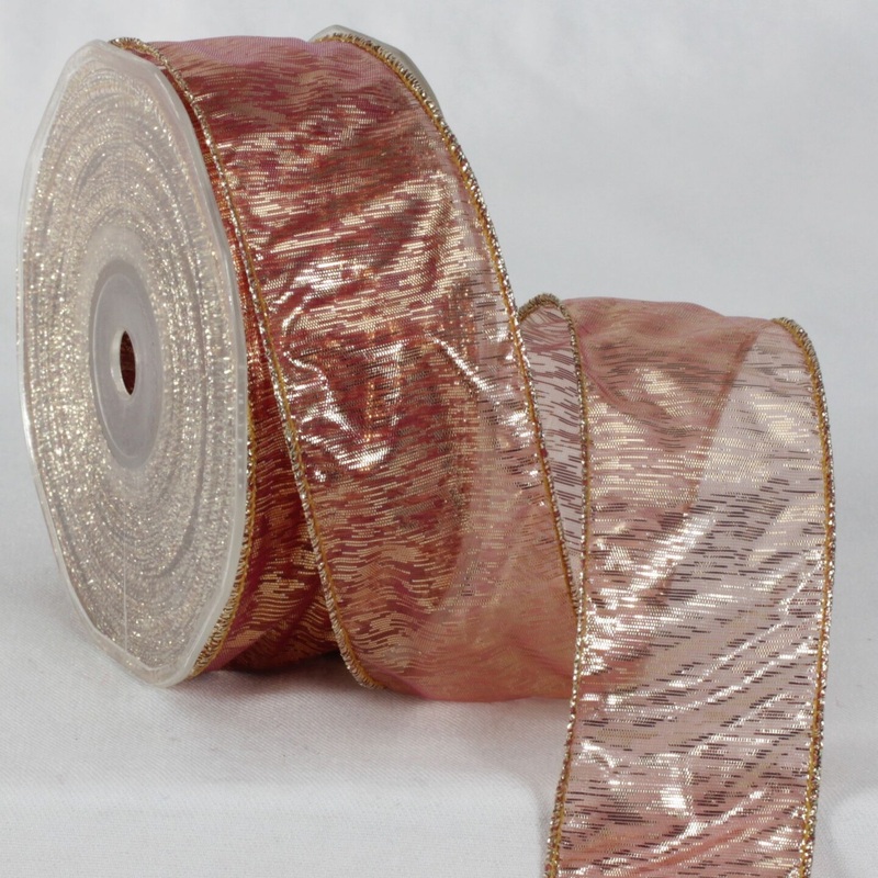 The Ribbon People Brown and Gold Colored Metallic Sheer Wired Craft Ribbon 1.5″ x 27 Yards