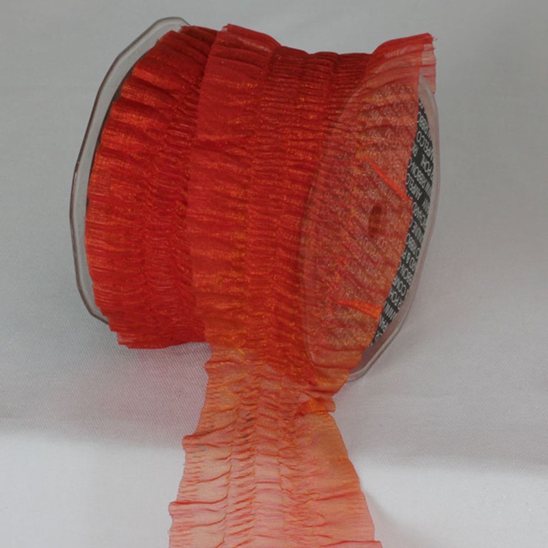 The Ribbon People Burnt Orange Solid Gathered Woven Edge Ribbon 2.5″ x 16 Yards