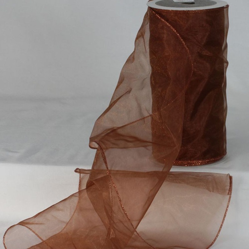 The Ribbon People Copper Brown and Gold Colored Edge Wired Craft Organza Ribbon 9″ x 27 Yards