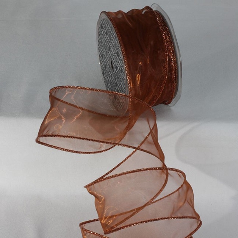 The Ribbon People Copper Brown Colored Wired Craft Organza Ribbon 2″ x 27 Yards
