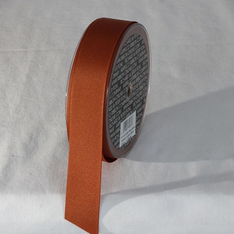 The Ribbon People Copper Brown Striped Pattern Woven Edge Ribbon 1″ x 22 Yards