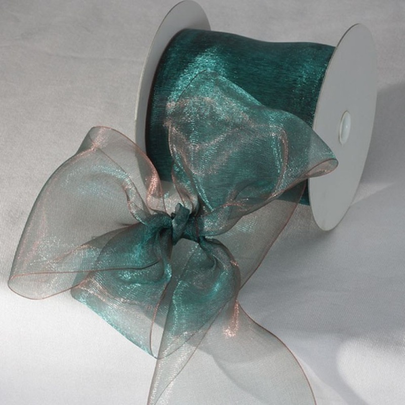 The Ribbon People Cumin Blue and Brown Shimmering Crystal Organdy Ribbon 3″ x 55 Yards