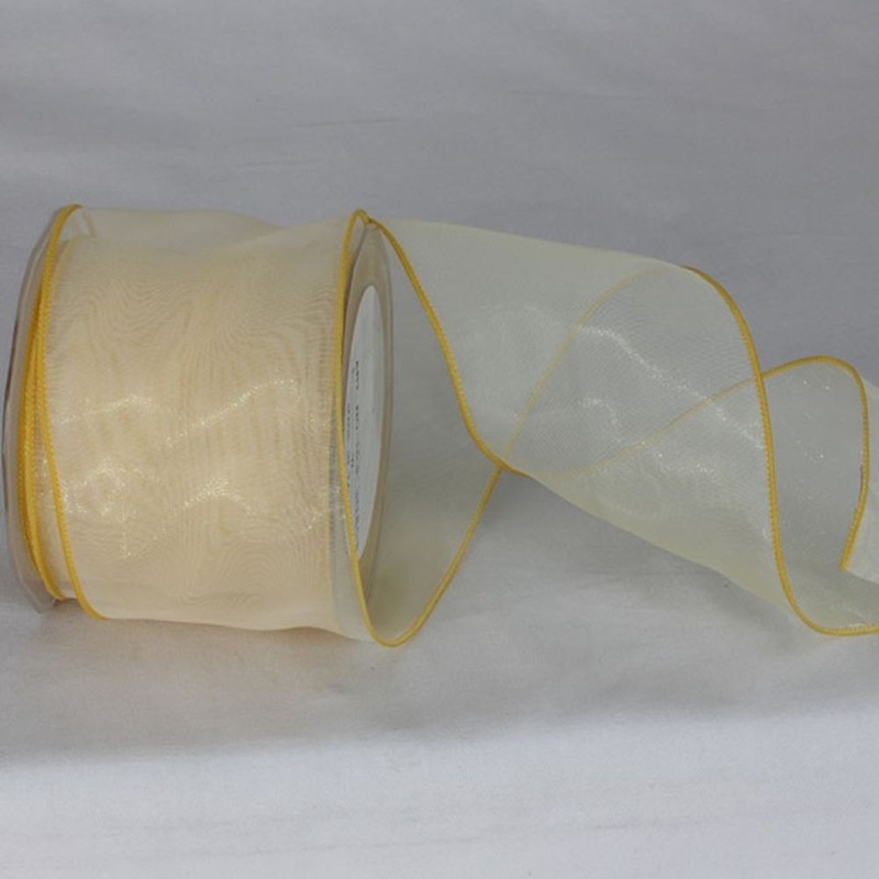 The Ribbon People Yellow Wired Edge Craft Organza Ribbon 3″ x 27 Yards