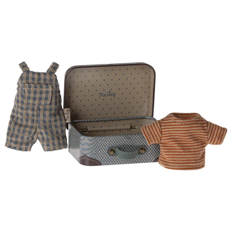 Maileg Overalls and shirt in suitcase, Big Brother Mouse
