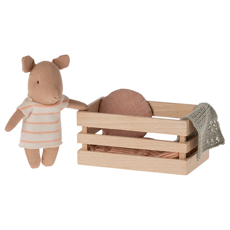 Maileg Pig, Baby in Box-Girl