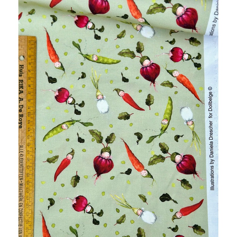 Dollbelge Fabric Veggies Fabric (Beets, Carrots and Peas)