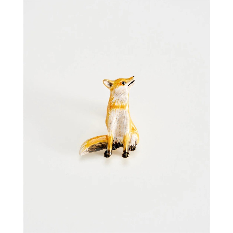 Fable England Enamel Fox Brooch