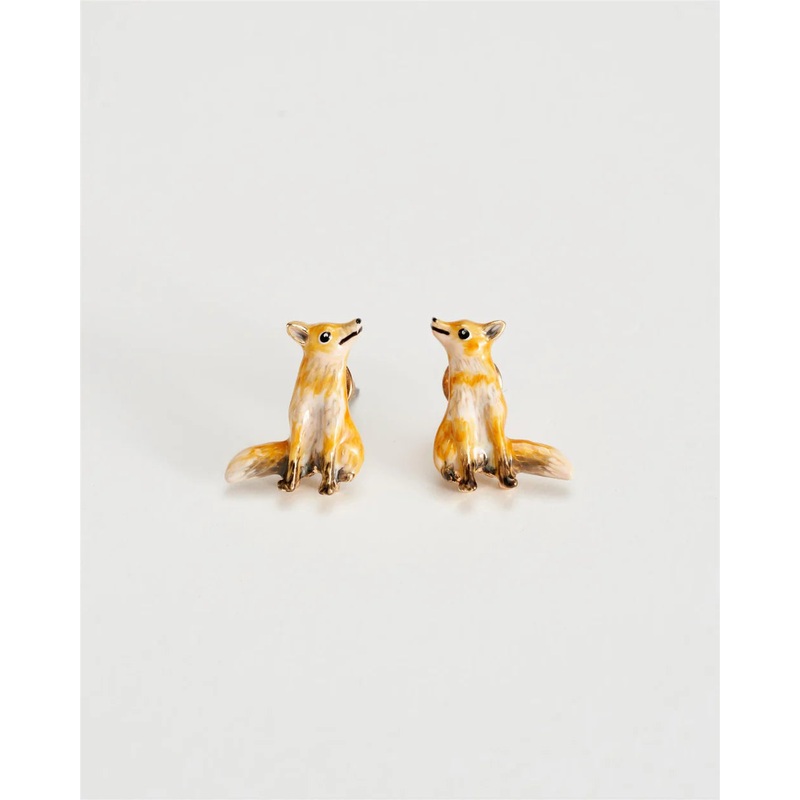 Fable England Enamel Fox Earrings