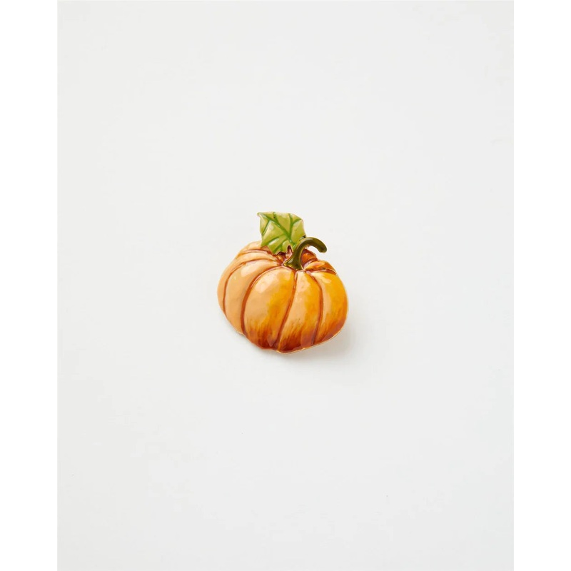 Fable England Enamel Pumpkin Brooch