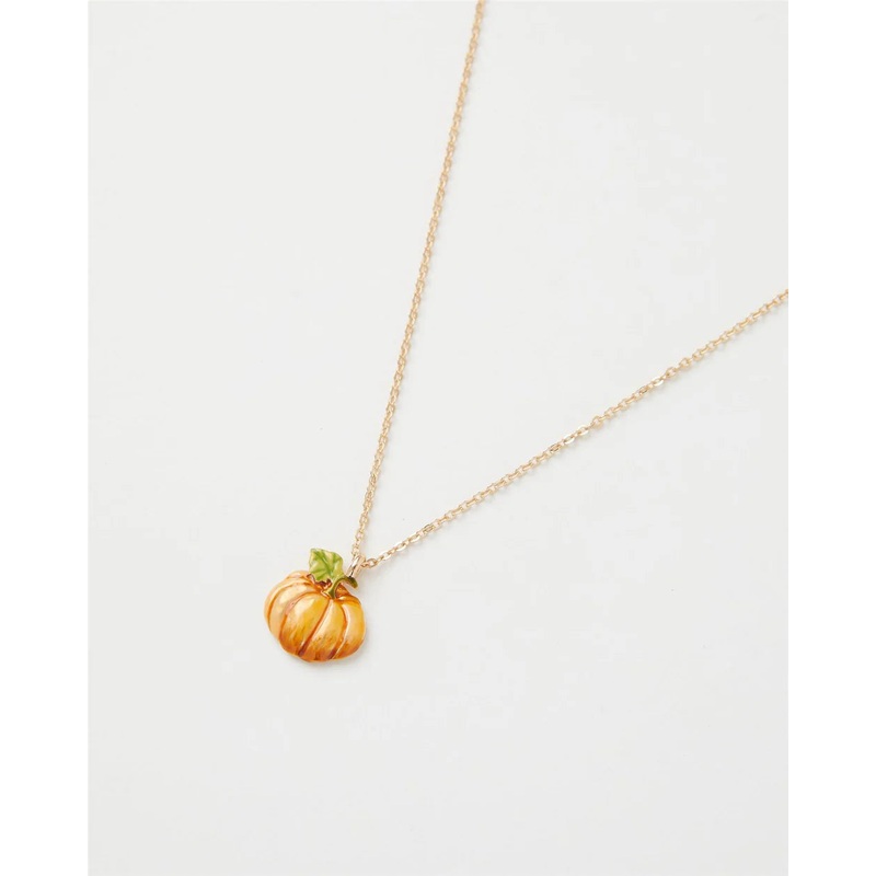 Fable England Enamel Pumpkin Short Necklace