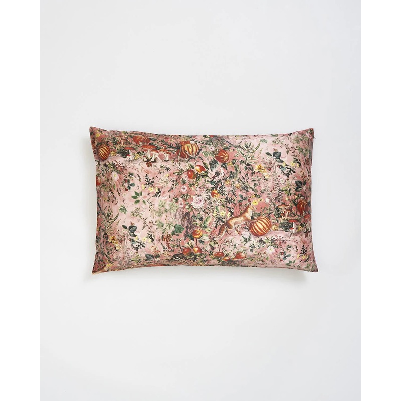 Fable England Folksy Fox Pink Silk Pillowcase