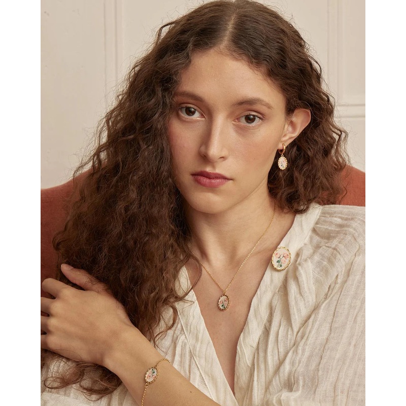 Fable England Framed Rose Huggie Earrings