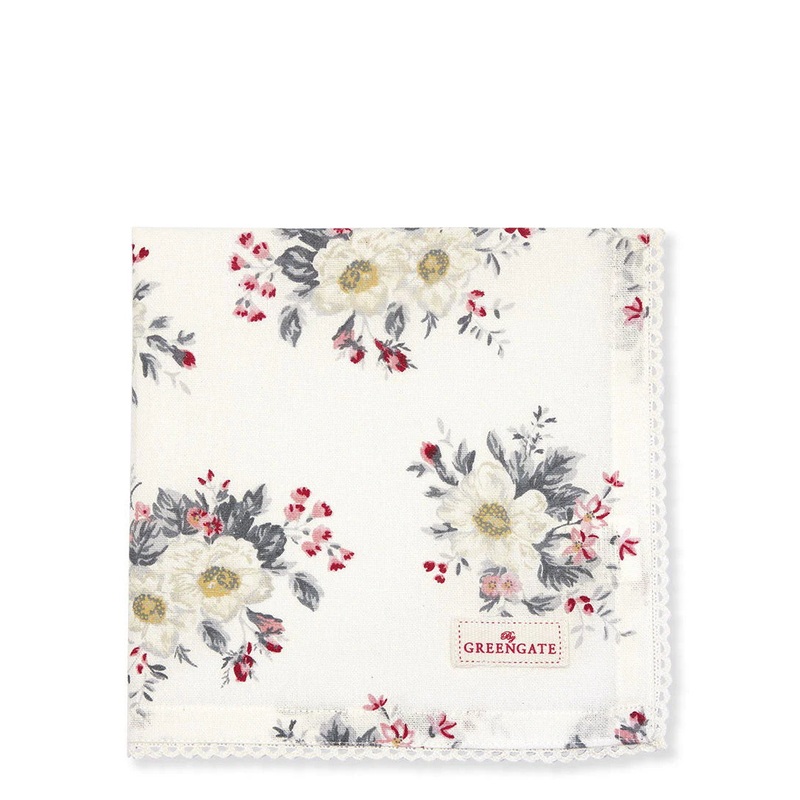 GreenGate Cotton Napkin with Lace, Abella White