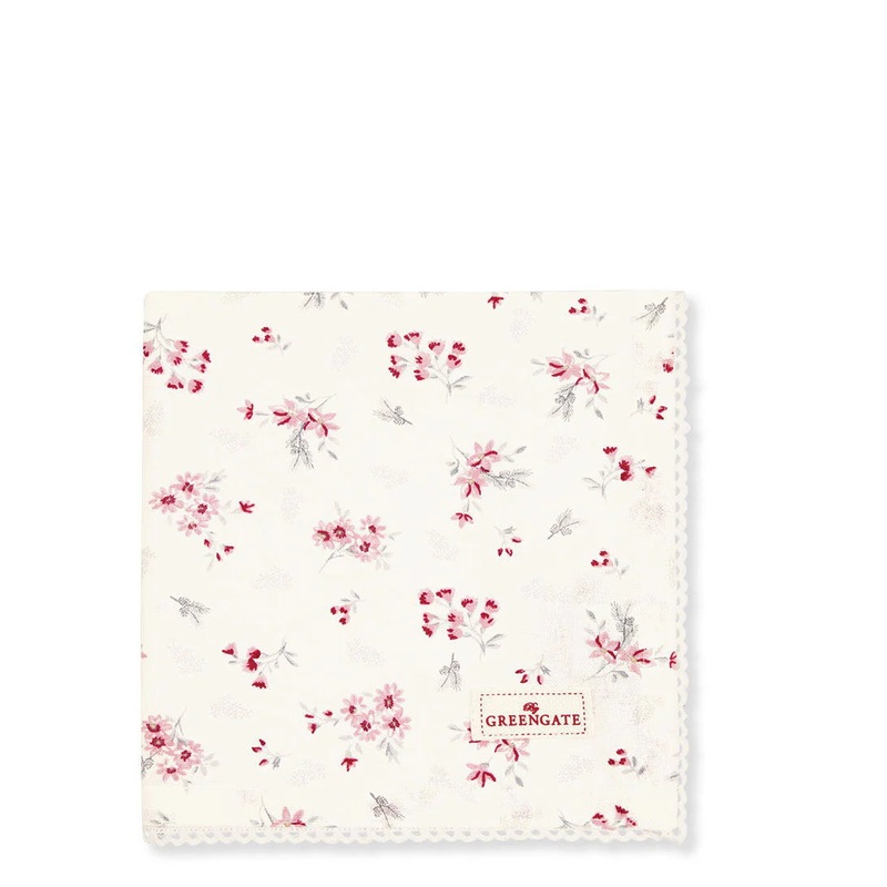 GreenGate Cotton Napkin with Lace, Emberly White
