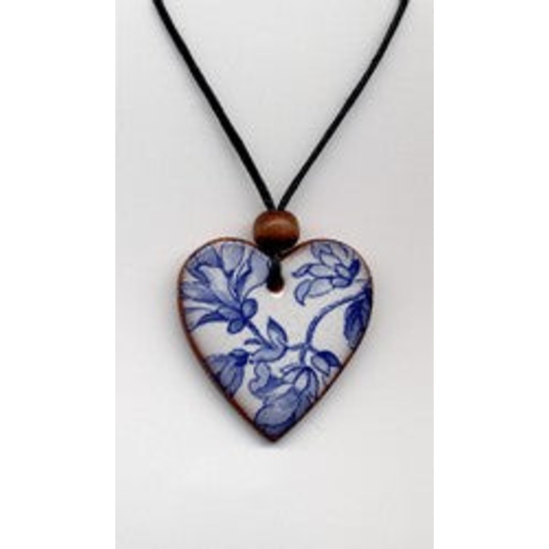Stockwell Ceramics Pendant {Heart Blue and White}