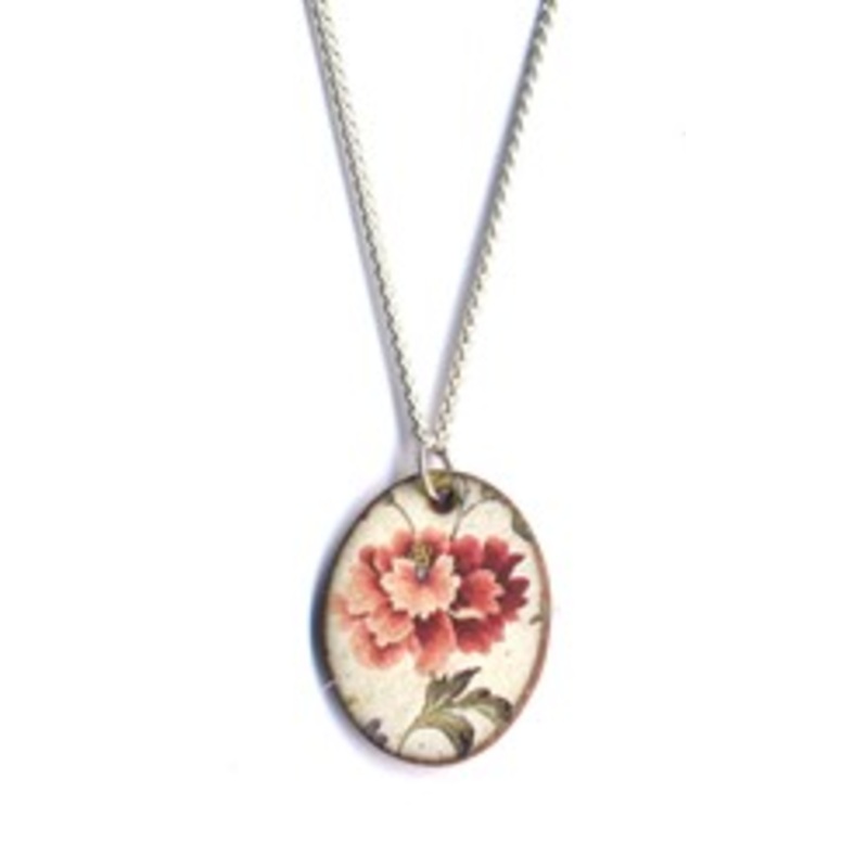 Stockwell Ceramics Pendant {Oval Pink Floral}