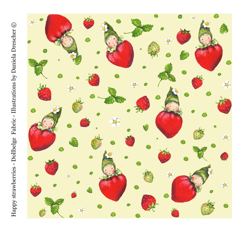 Dollbelge Fabric Happy Strawberries
