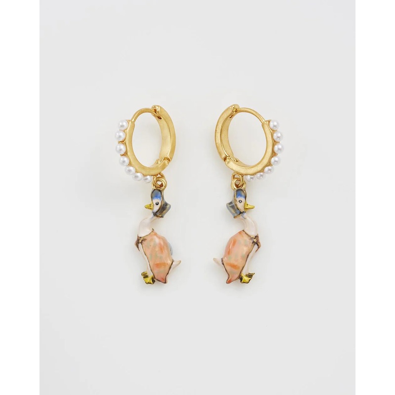 Fable England Peter Rabbit: Jemima Puddle-Duck Charm Huggie Earrings