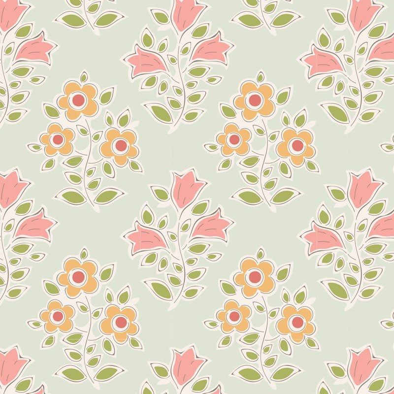 Tilda Tiny Farm Farm Flowers Green {2 yard piece}