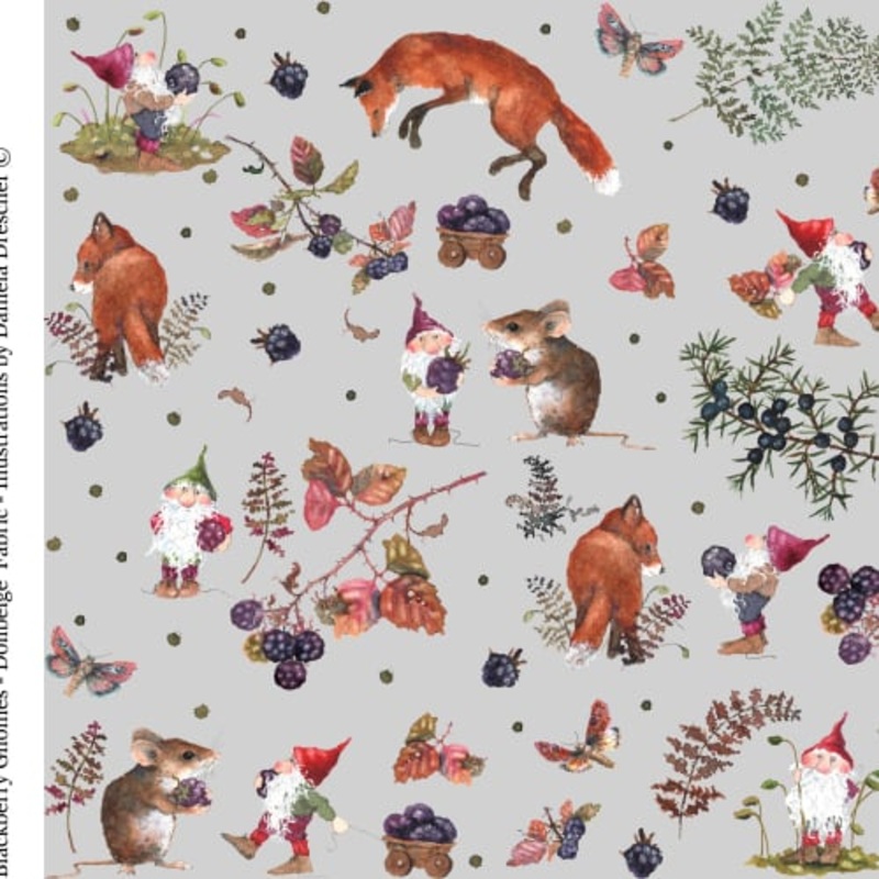 Dollbelge Fabric Blackberry Gnomes