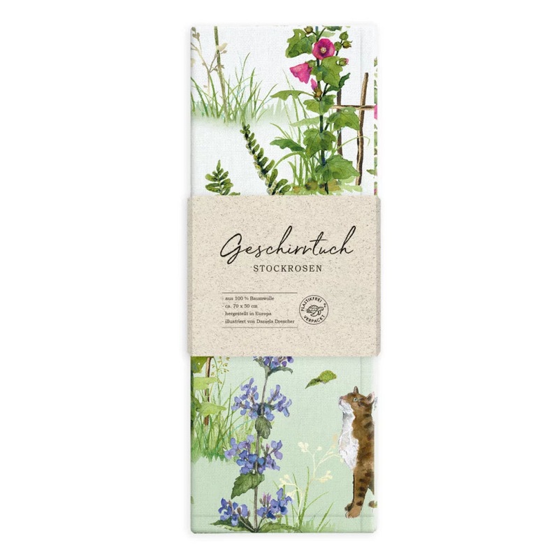 Tea Towel Hollyhocks