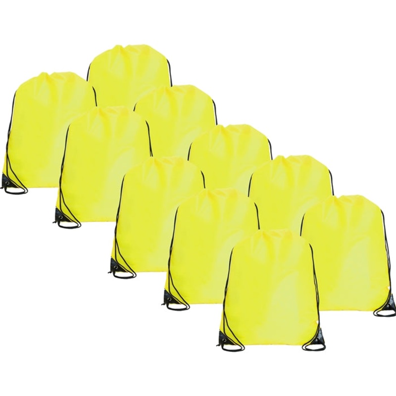 10 Drawstring Tote Bags – Neon Yellow