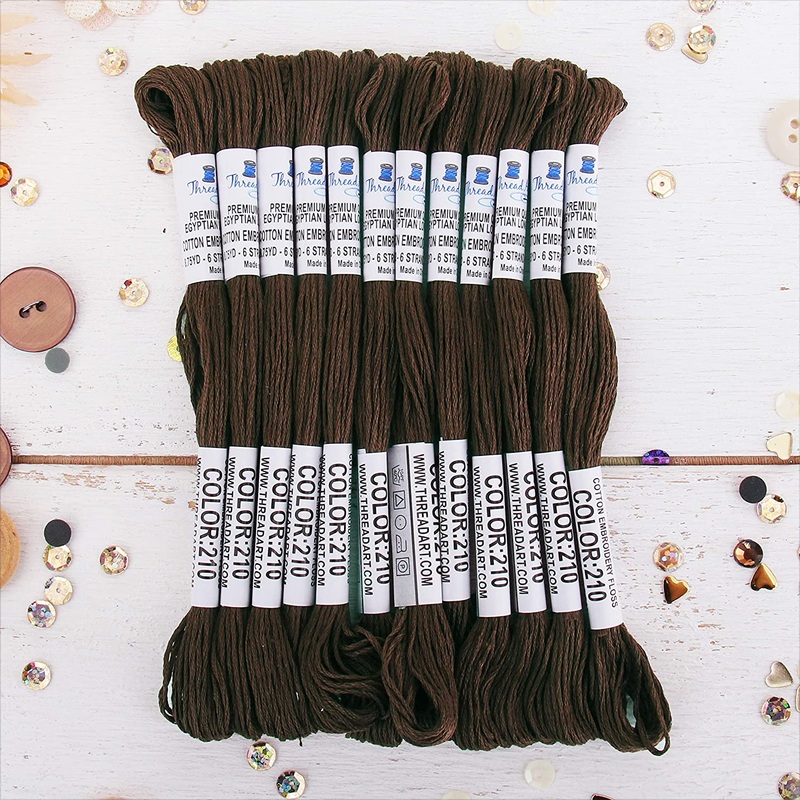 Coffee Brown Premium Cotton Embroidery Floss – Box of 12 – Six Strand Thread – No. 210