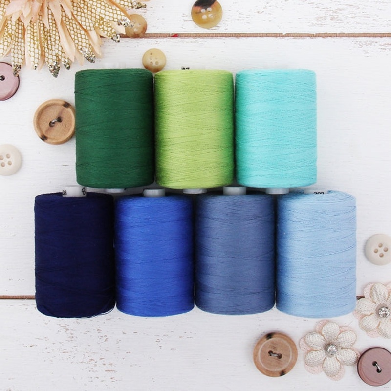 Cotton Quilting Thread Set – 7 Ocean Tones – 1000 Meters