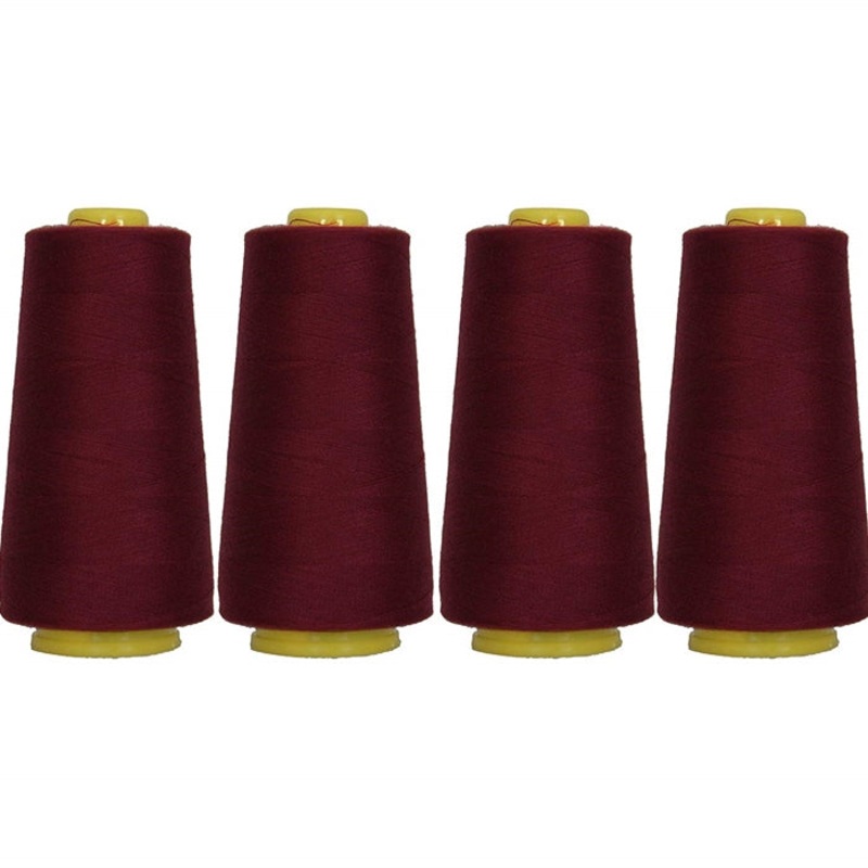 Four Cone Set of Polyester Serger Thread – Dk Maroon 394 – 2750 Yards Each