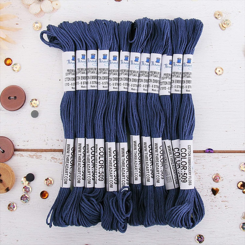 Navy Premium Cotton Embroidery Floss – Box of 12 – Six Strand Thread – No. 509