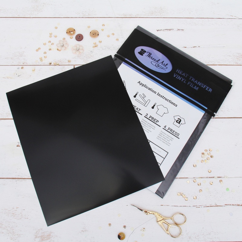 Black Iron On Vinyl – Heat Transfer Pack of  Sheets