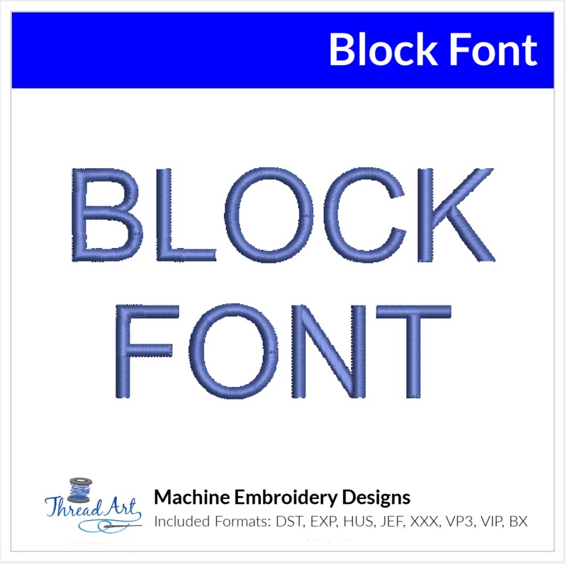 Block Font Machine Embroidery Design Set –  Alphabet Letters BX Font – Download 9 Formats and 7 Sizes, 1″, 1.5″, 2″, 2.5″ 3″ 3.5″ 4″
