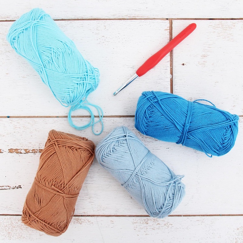 Crochet 100% Pure Cotton Yarn #2 Set – 4 Pack of Beach Vibe Colors – Sport Weight