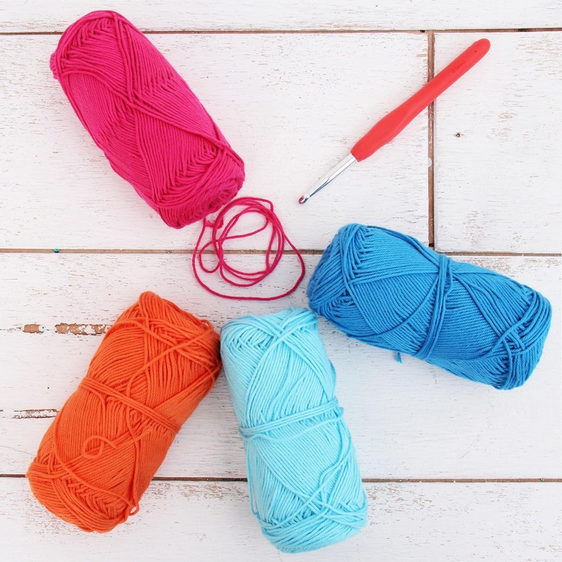 Crochet 100% Pure Cotton Yarn #2 Set – 4 Pack of Electric Pop Colors – Sport Weight