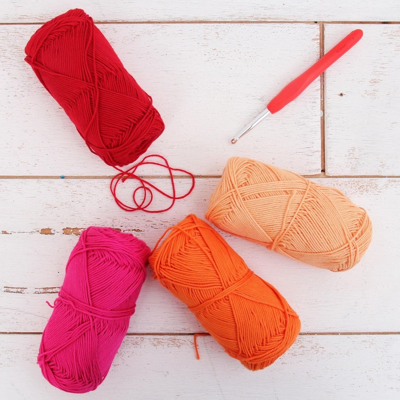 Crochet 100% Pure Cotton Yarn #2 Set – 4 Pack of Flower Child Colors – Sport Weight