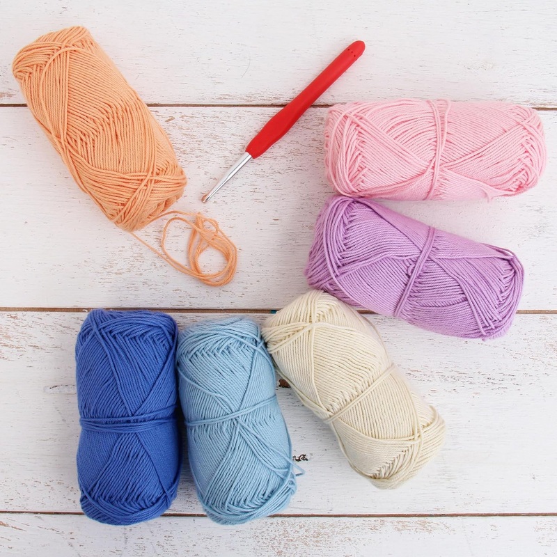 Crochet 100% Pure Cotton Yarn #2 Set – 6 Pack of French Bouquet Colors – Sport Weight