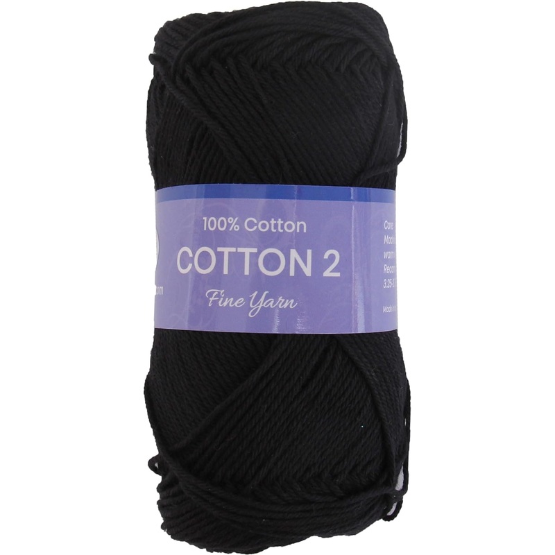Crochet Cotton Yarn – Black – #2 Sport Weight – 50 gram skeins – 165 yds