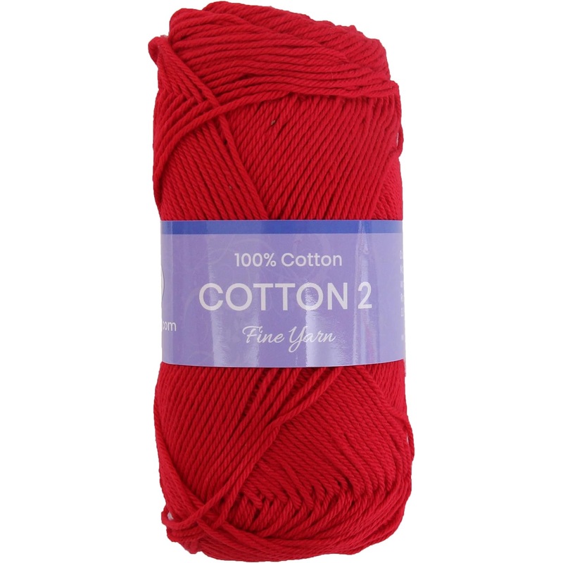 Crochet Cotton Yarn – Red – #2 Sport Weight – 50 gram skeins – 165 yds