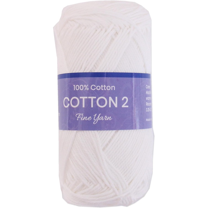 Crochet Cotton Yarn – White – #2 Sport Weight – 50 gram skeins – 165 yds